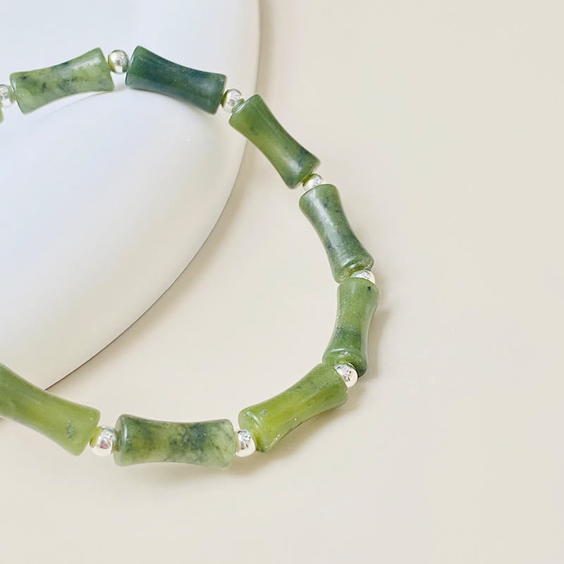 15 cm großes Jade-Armband mit Glückskatze und Fu-Charakter