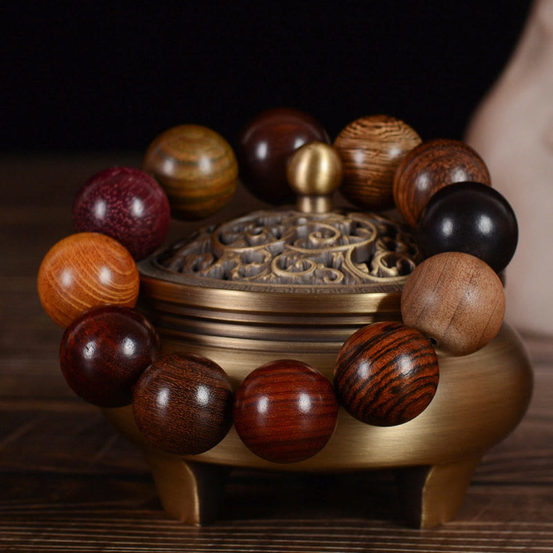 15 mm Sandelholz-Schutzarmband – Mehrfarbiger Heilholzschmuck