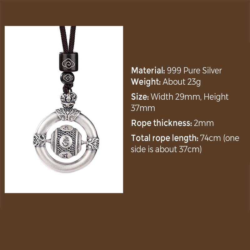 999 Sterling Silber Om Mani Padme Hum Halskette für Weisheit und Schutz