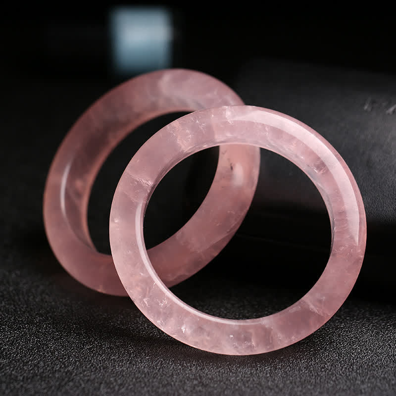 Natural Rose Quartz Love Caring Bangle Bracelet
