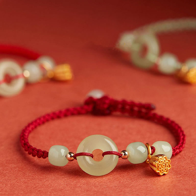 Jade Lotus Peace Buckle String Armband für Fülle