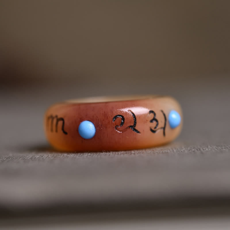 16mm Kamelknochen Om Mani Padme Hum Mantra Ring Unisex