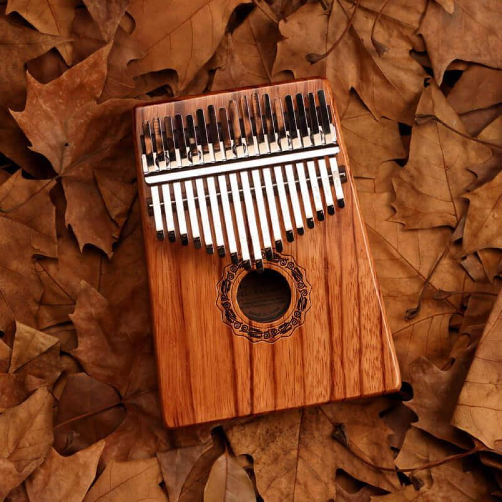 Wooden 17 Key Gabonese Rosewood C Tone Kalimba Thumb Piano with black and white keys