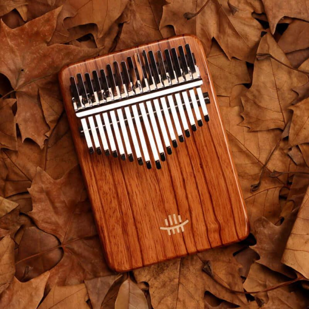 Wooden Kalimba with metal tines in ascending order, 17 Key Gabonese Rosewood C Tone