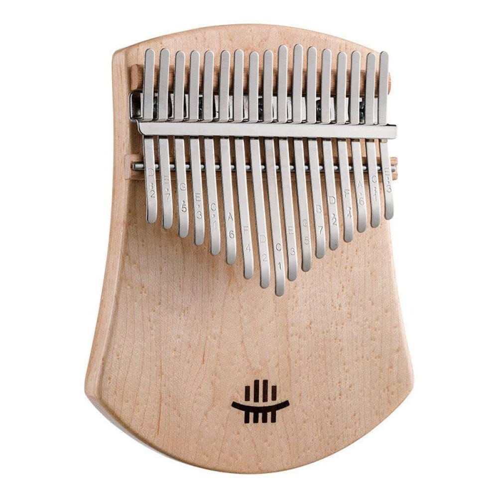 Wooden 17 Key Maple C Tone Kalimba Thumb Piano with metal tines and scalloped board