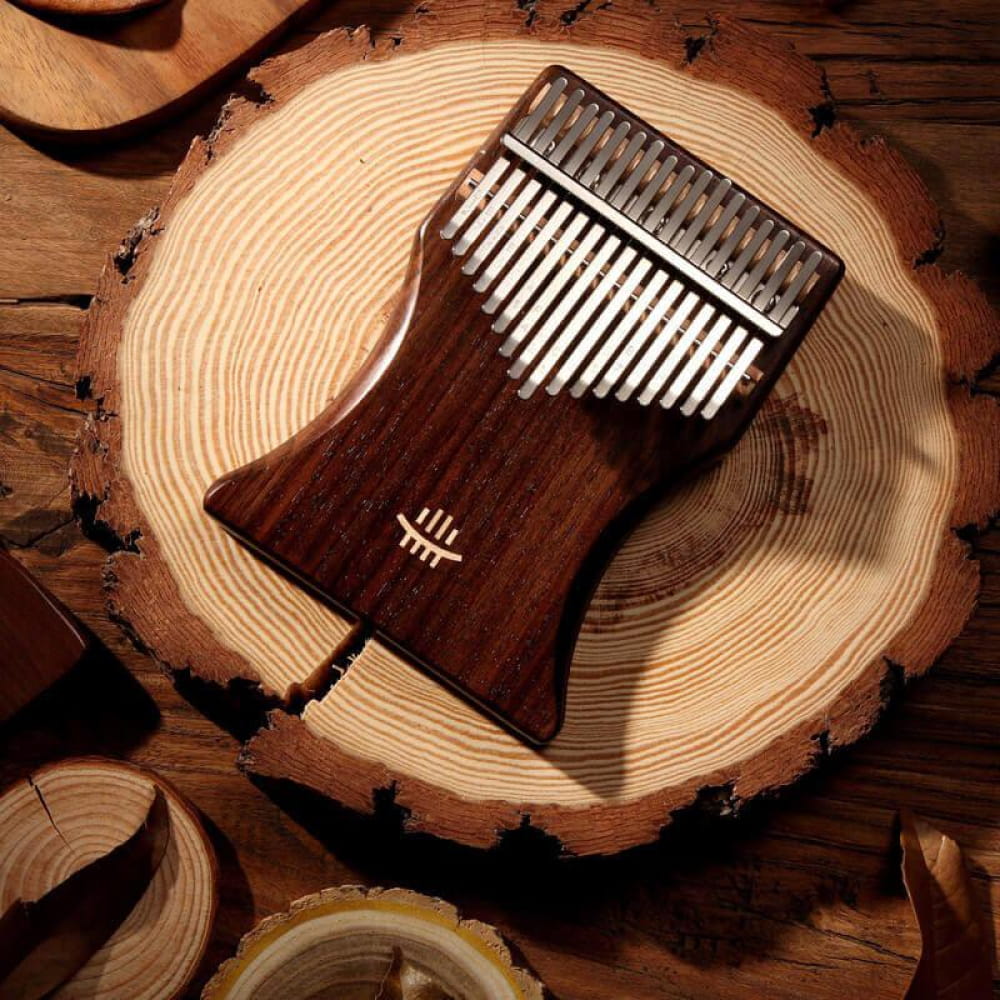 17 Key Rosewood C Tone Kalimba Thumb Piano with metal tines for meditation and relaxation