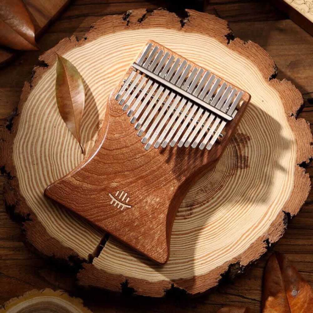 Wooden 17 Key Sapele Flat Board C Tone Thumb Piano with metal tines
