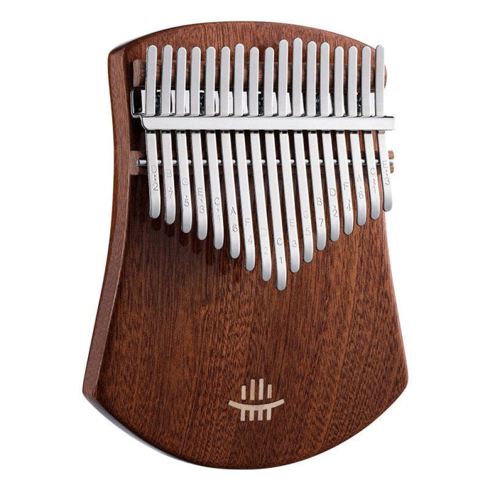 Wooden Kalimba thumb piano with metal tines in two rows, 17 Key Scalloped Sapele C Tone