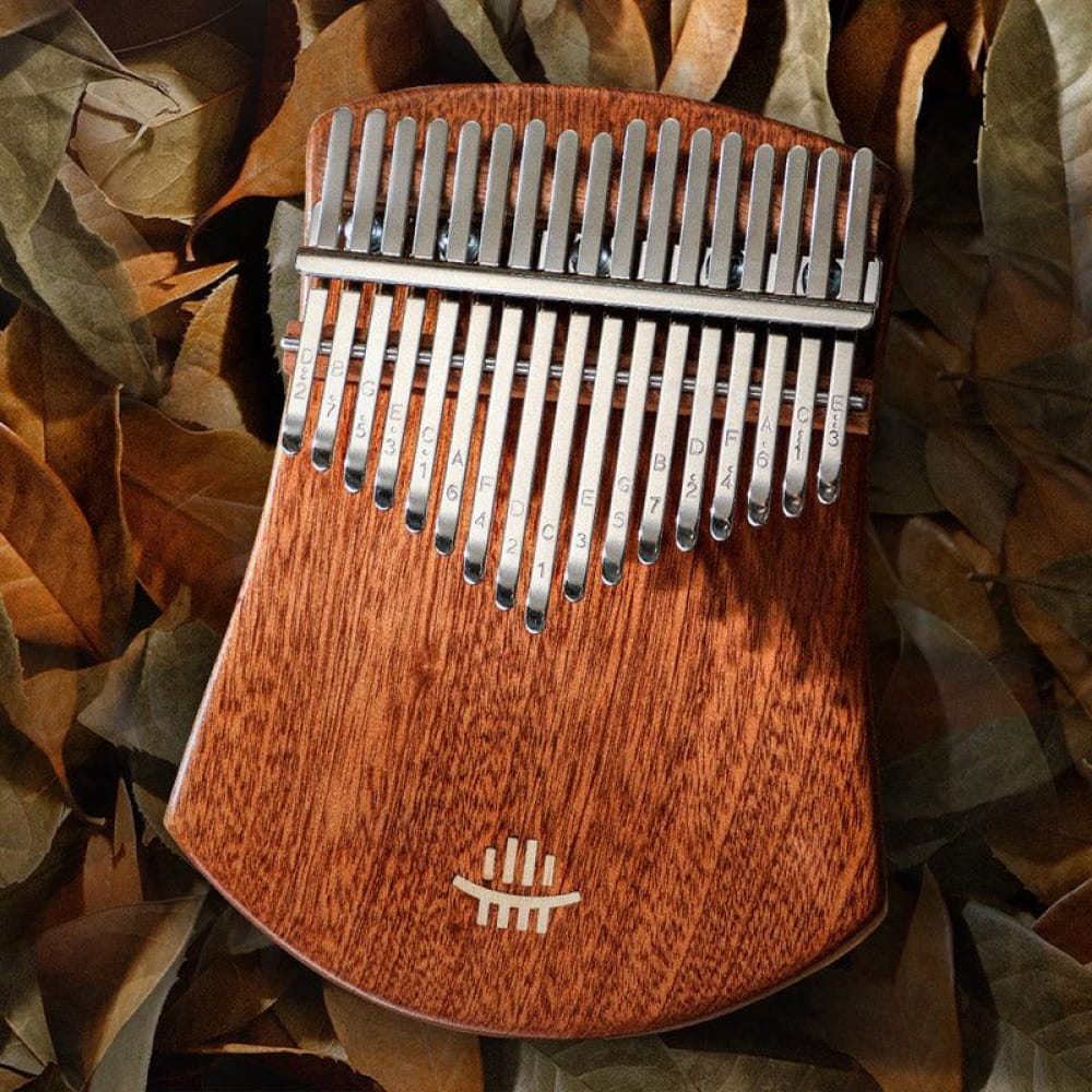 Wooden Kalimba thumb piano with metal tines in 17 Key Scalloped Sapele C Tone design