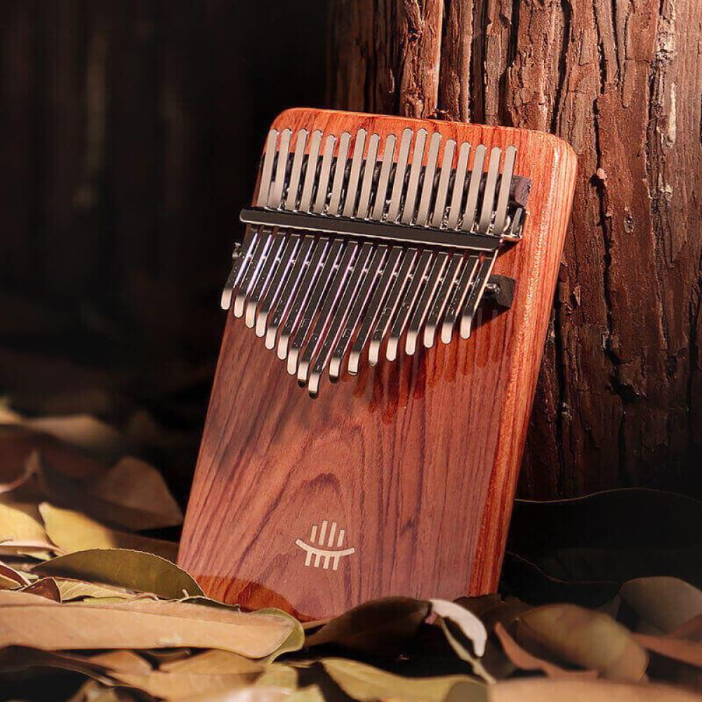 Wooden 17 Key Zambian Rosewood C Tone Kalimba Thumb Piano with metal tines