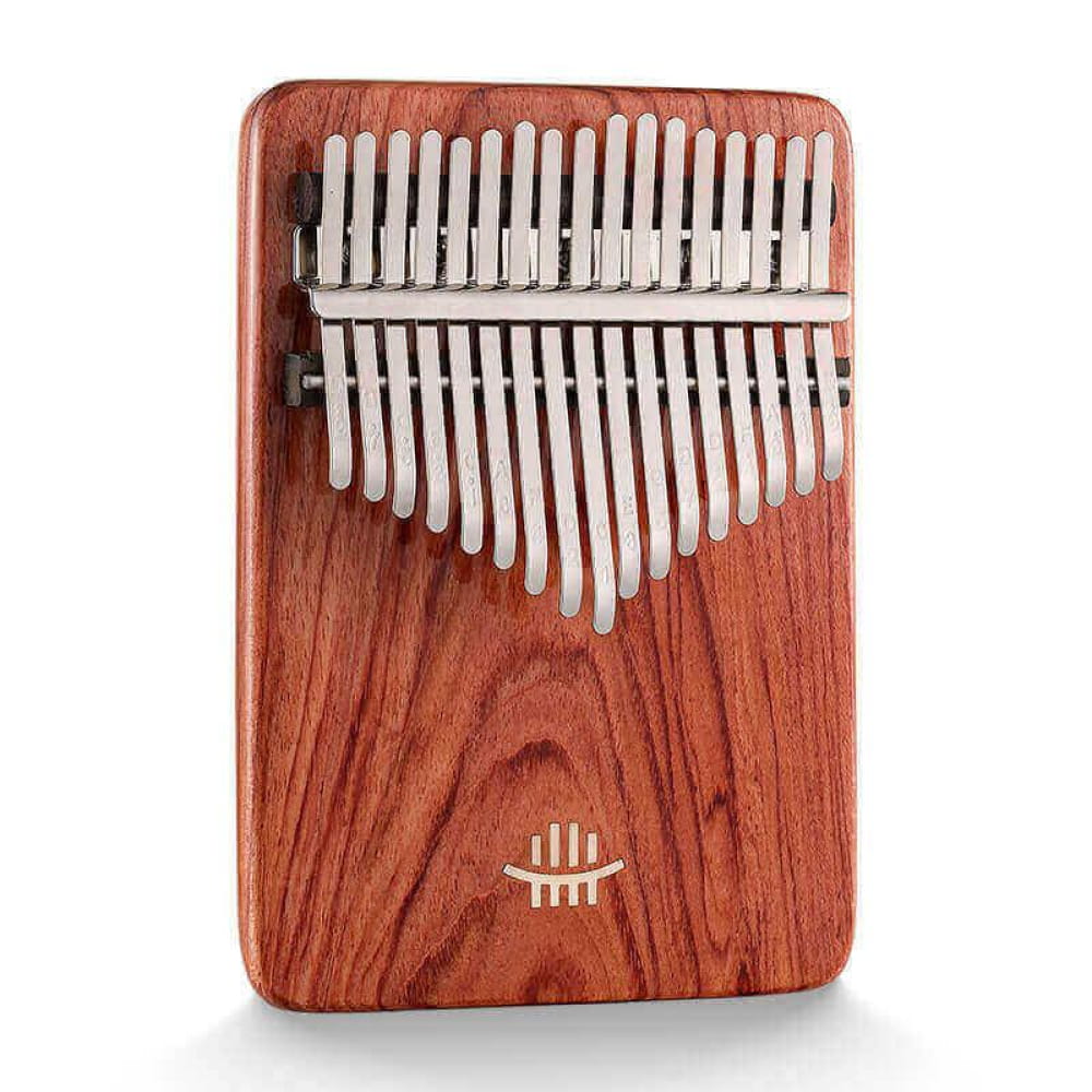 Wooden Kalimba thumb piano with metal tines in two rows, 17 Key Zambian Rosewood C Tone