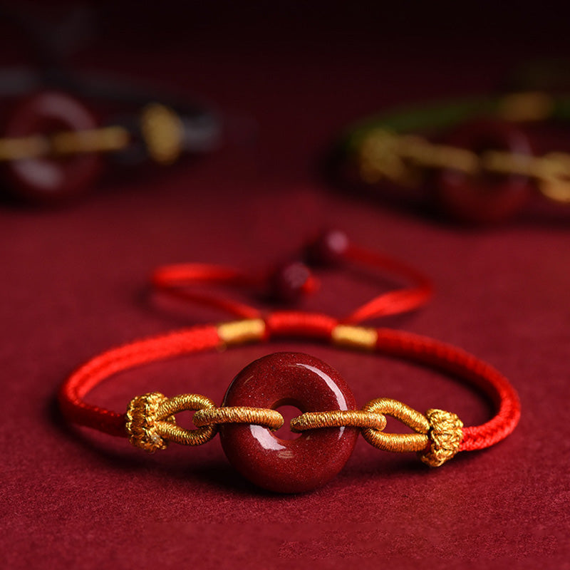 Cinnabar Peace Buckle Bracelet for Concentration & Harmony