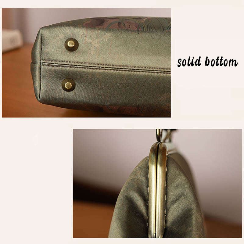 Green Plants Mountains Umhängetasche mit Bambusgriff in Grün