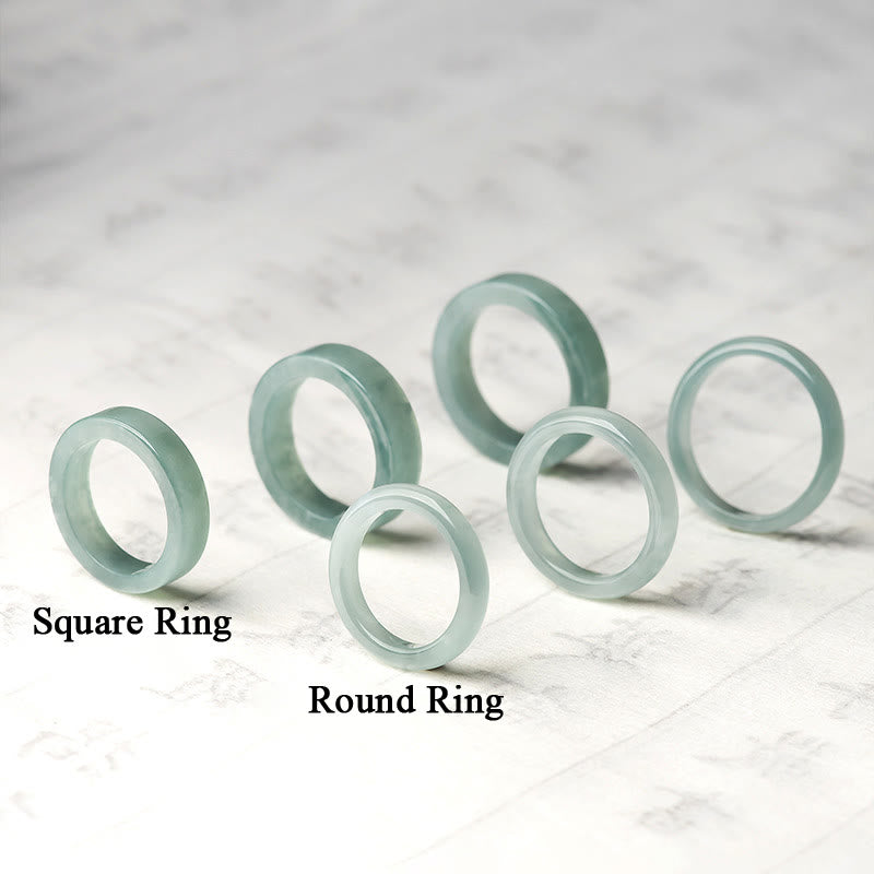 Natürlicher Jade-Glücksring 18 mm rund/quadratisch | Heilende Klänge