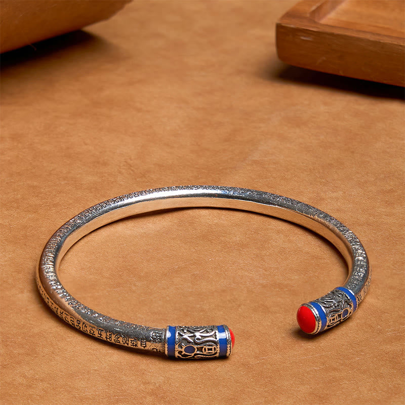 58 mm Kupfer-Heilarmband mit geschnitzten Münzen im Herz-Sutra-Stil