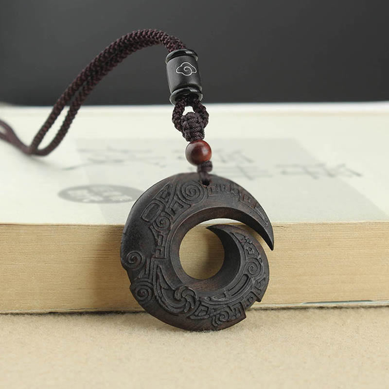 Spiritual Ebony Wood & Sandalwood Necklace for Luck & Peace
