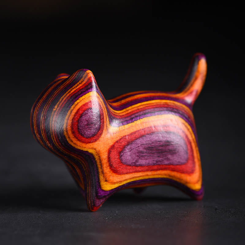 Colorful Mini Wooden Cat Decoration | Zen Home Charm