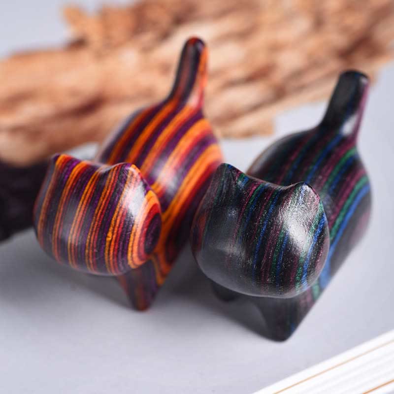 Colorful Mini Wooden Cat Decoration | Zen Home Charm