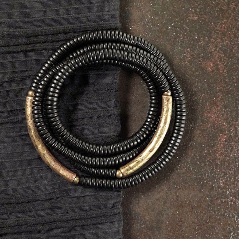 Unisex Ebenholz Mehrlagiges Peace Armband 16cm