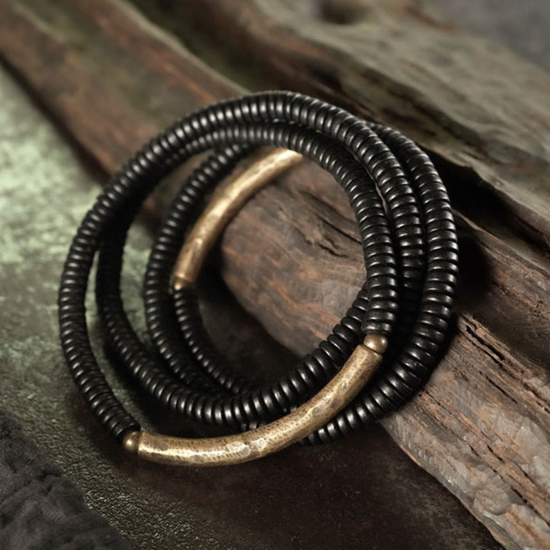 Unisex Ebenholz Mehrlagiges Peace Armband 16cm