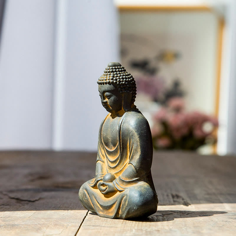 Meditating Buddha Statue Iron Powder Resin 10cm Serenity Décor