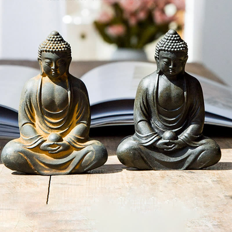 Meditating Buddha Statue Iron Powder Resin 10cm Serenity Décor