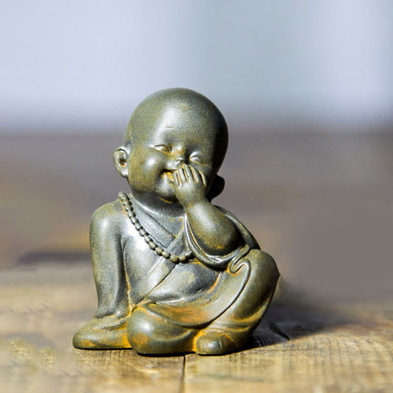 Small Meditating Monk Iron Powder Resin Buddha Statue