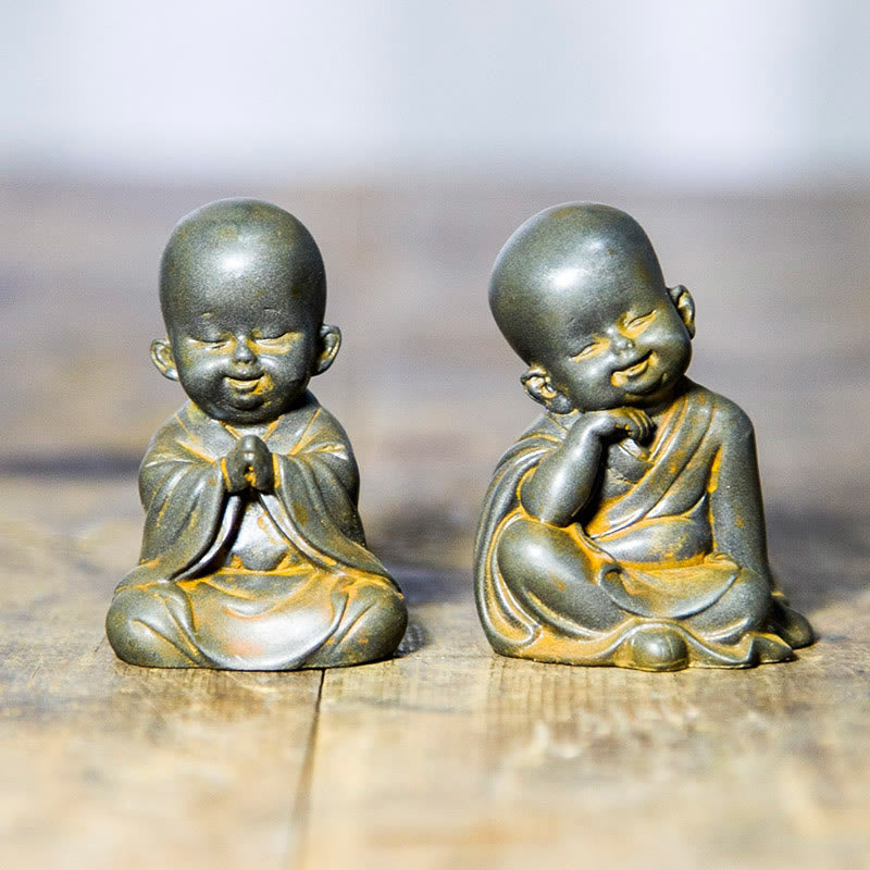 Small Meditating Monk Iron Powder Resin Buddha Statue