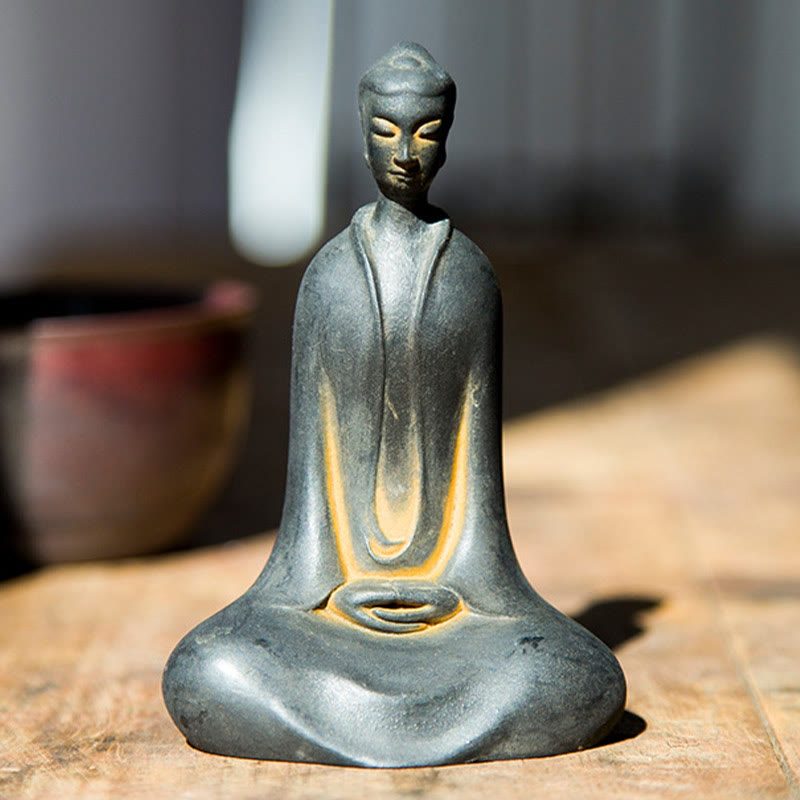Rust Shakyamuni Buddha Eisenpulver Harz Statue 12,5 cm