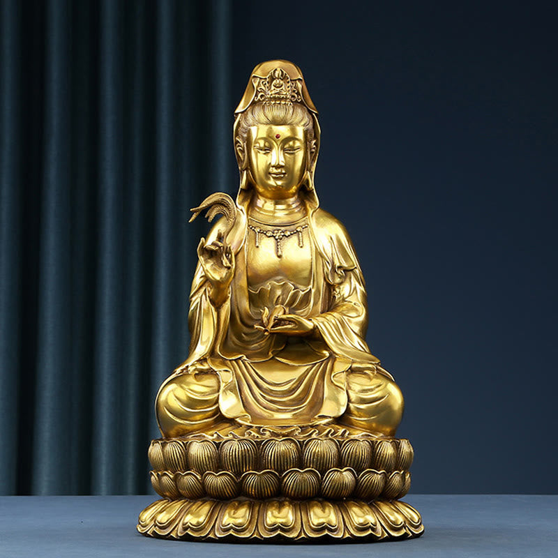 Kwan Yin Avalokitesvara Messingstatue, 21 cm, spirituelle Harmonie