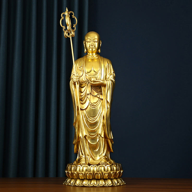 Ksitigarbha Bodhisattva Kupfer Buddha Statue 27cm Mitgefühl