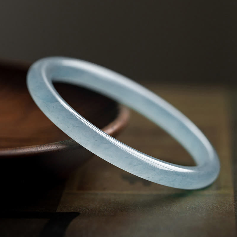 Aquamarine Serenity Bangle Bracelet - 6mm & 8mm Options