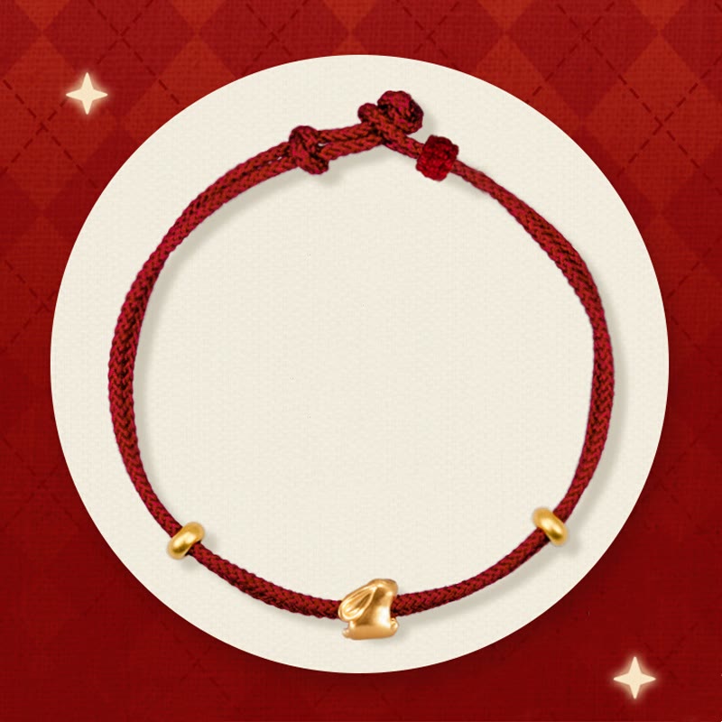999 Gold Glückskaninchen Rote Schnur Armband für Glück