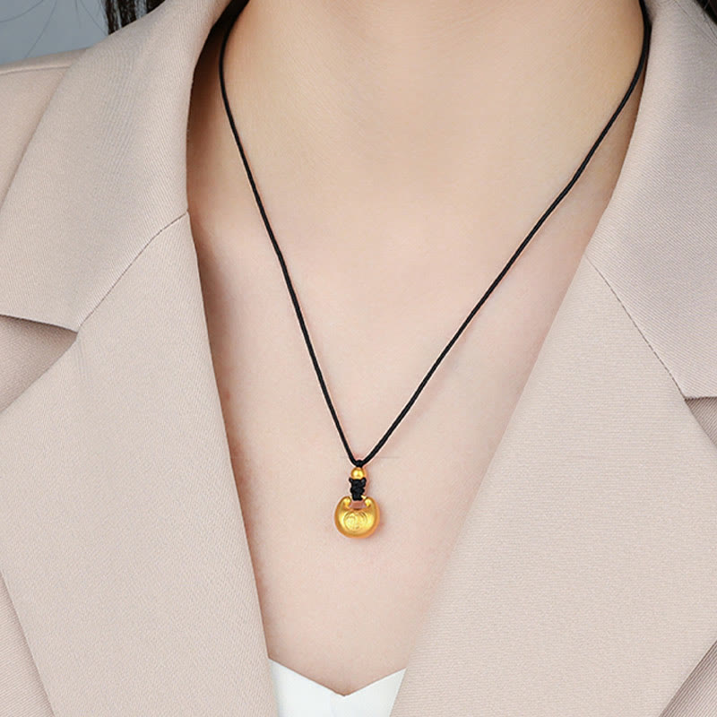 999 Gold Fu Character Spiritual Pendant Necklace
