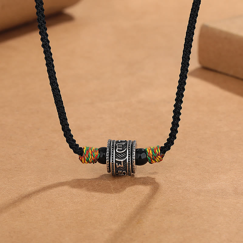 Copper Om Mani Padme Hum Necklace with Tibetan Wisdom Symbols
