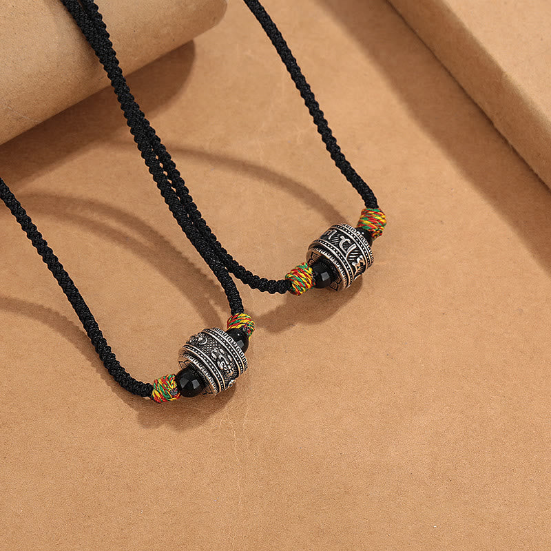 Copper Om Mani Padme Hum Necklace with Tibetan Wisdom Symbols