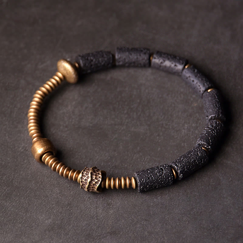 Unisex Lava Rock Copper Spiritual Bracelet for Luck & Wealth