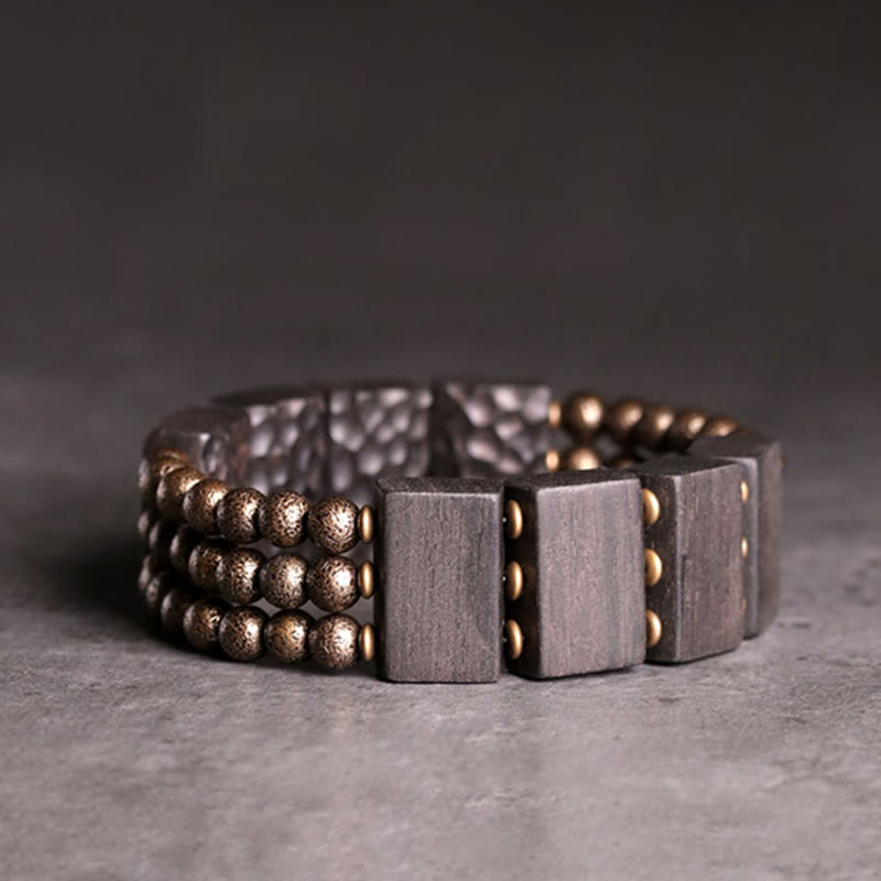 Vintage Ebenholz Kupfer Perlen Balance Armband