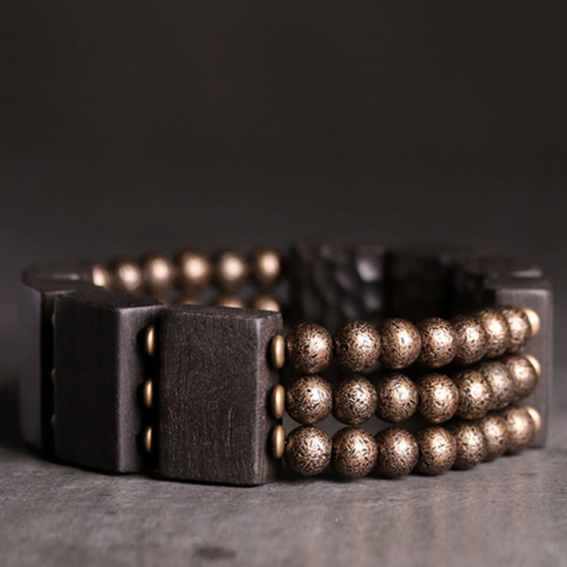 Vintage Ebenholz Kupfer Perlen Balance Armband