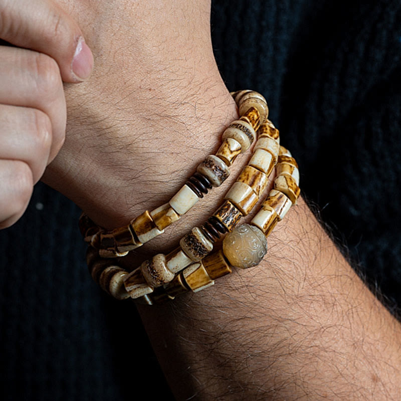 Unisex Hirschknochen Yakknochen Spirituelles Balance Armband