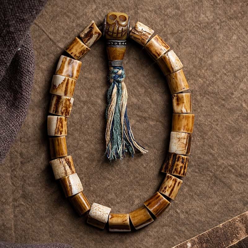 Deer Bone Yak Bone Wisdom Bracelet for Spiritual Protection