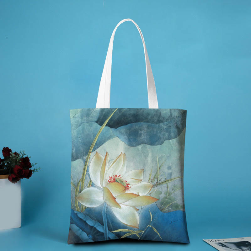 Canvas Yoga Bags | Lotus Shoulder Bag for Harmony & Nature
