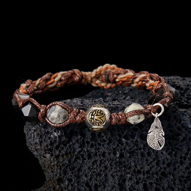 12.5mm Silver Sheen Obsidian Braided Bracelet for Grounding