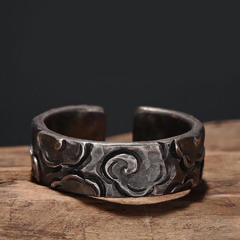 Verstellbarer spiritueller Schutzring aus 999er Sterlingsilber