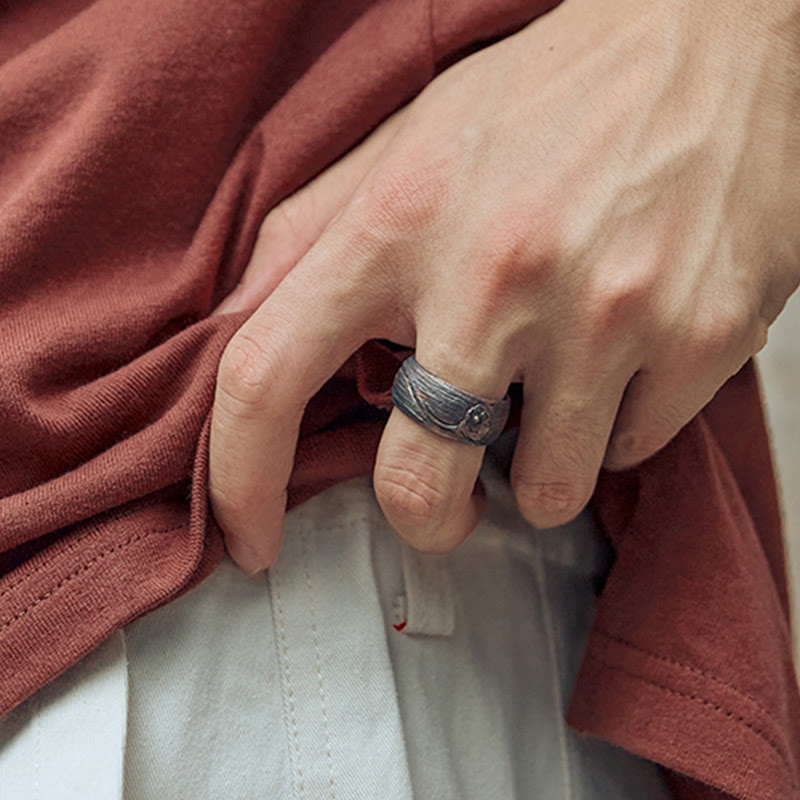 Verstellbarer spiritueller Schutzring aus 999 Sterlingsilber und Kupfer