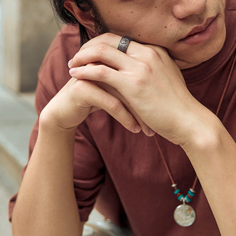 Verstellbarer spiritueller Schutzring aus 999 Sterlingsilber und Kupfer