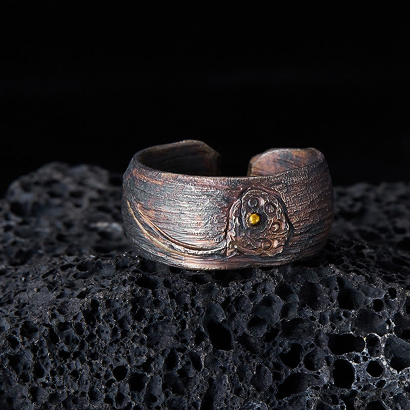 Verstellbarer spiritueller Schutzring aus 999 Sterlingsilber und Kupfer