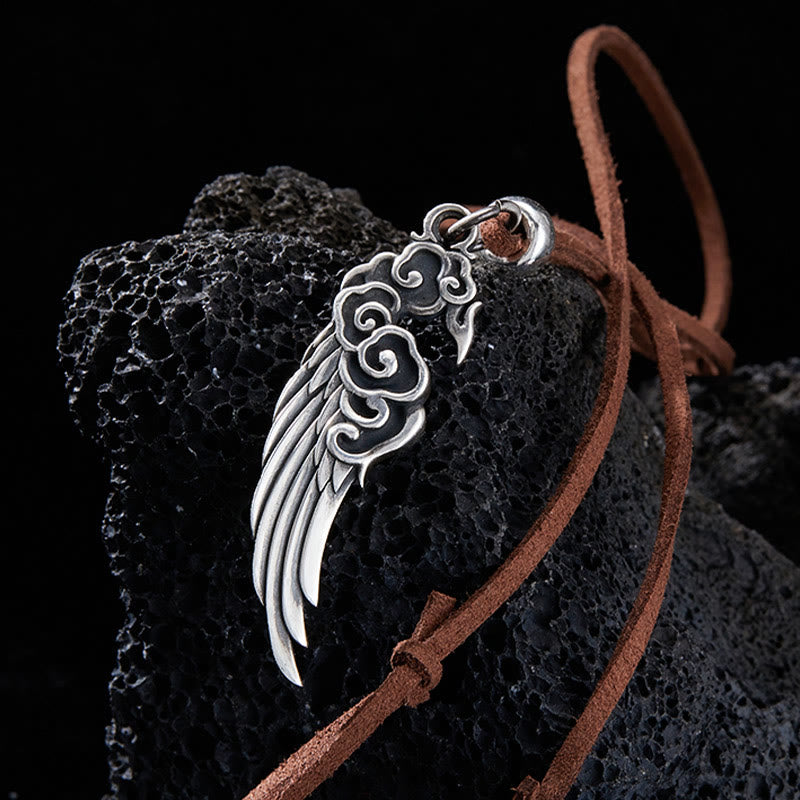 925 Sterling Silver Auspicious Clouds Wing Spiritual Necklace