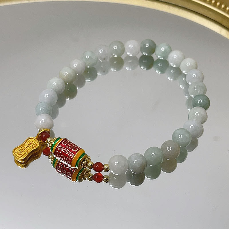 Natürliches Jade Fu Gebetsrad-Armband für Wohlstand
