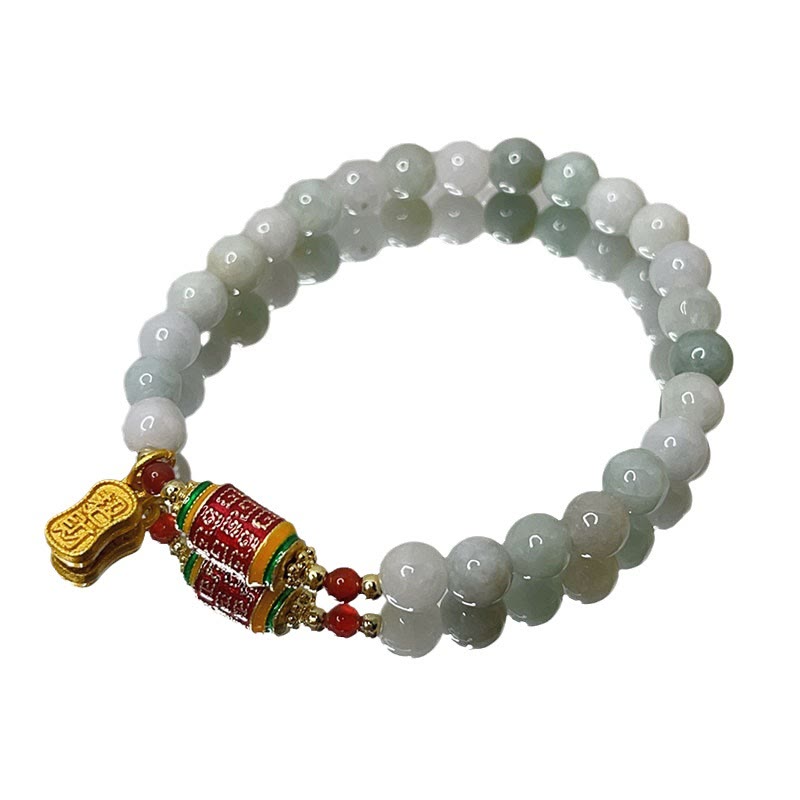 Natürliches Jade Fu Gebetsrad-Armband für Wohlstand